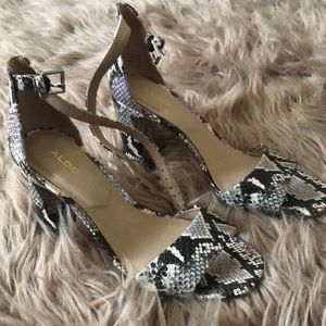 Snake skin heel sandals